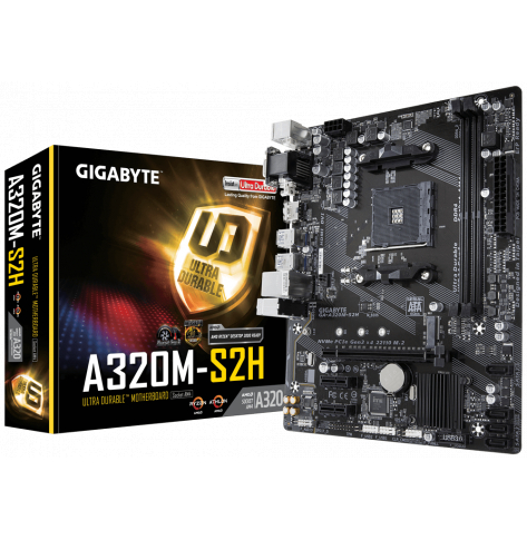 Płyta główna GIGABYTE AMD GA-A320M-S2H AM4 AMD 2xDDR4 max 32GB PCI-E D-Sub DVI HDMI Realtek 8111G Gbe-LAN - Towar po naprawie (P)