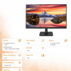 Monitor LG 24MP400-B 21.5 IPS Full HD 250 cd/m2 D-SUB HDMI