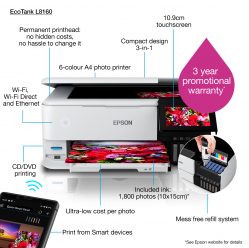 Drukarka atramentowa Epson EcoTank L8160 | 5 lat gwarancji po rejestracji