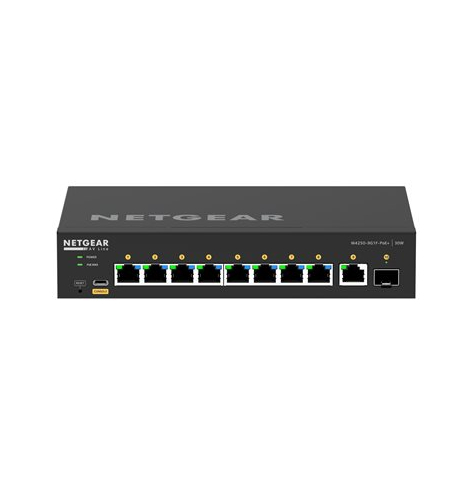 Switch zarządzalny NETGEAR 10PT M4250-9G1F-POE+ 10-portów - 8 portów10/100/1000 (PoE+) 1 port 10/100/1000 1 port Gigabit SFP