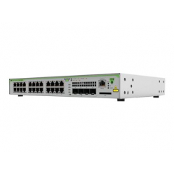 Switch Allied AT-GS970M/28PS-50 24 porty 1000Base-T RJ-45 PoE+ 4 porty 1000Base-X SFP uplink konsola RJ-45 370W POE capacity Fixed one AC power supply