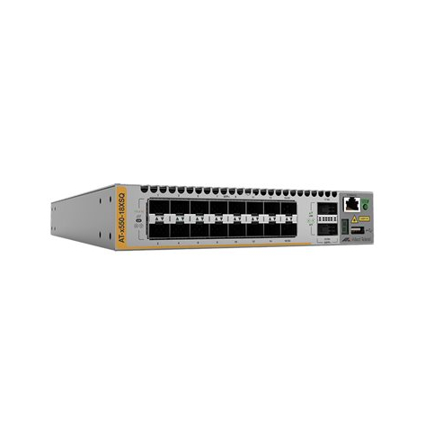 Switch inteligentny Allied AT-X550-18XSQ-50 16 portów 10GBase-X SFP+ 2 porty LAN 10 Gbit QSFP+ uplink konsola RJ-45 wejście USB Typ A