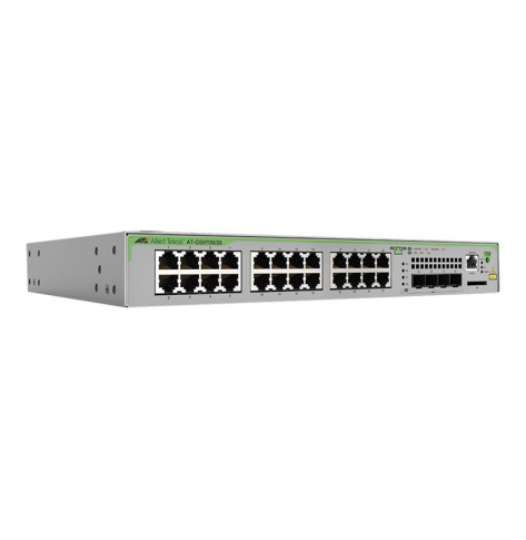 Switch Allied AT-GS970M/28-50 24 porty 1000Base-T RJ-45 4 porty 1000Base-X SFP uplink konsola RJ-45 Copper Fixed one AC power supply