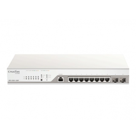 Switch Smart Managed D-LINK Nuclias 10-portów - 8 portów 10/100/1000 (PoE+) 2 porty Gigabit SFP