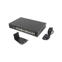 Switch niezarządzalny LANBERG RSFE-24P-1GE1C-250 24-porty - 16 portów 10/100 (PoE) 8 portów 10/100 (PoE+) 2 porty Gigabit SFP (uplink) 1 port 1000Base-LX/SX