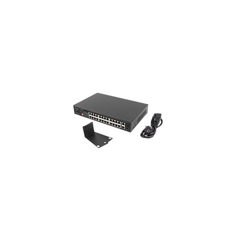 Switch niezarządzalny LANBERG RSFE-24P-1GE1C-250 24-porty - 16 portów 10/100 (PoE) 8 portów 10/100 (PoE+) 2 porty Gigabit SFP (uplink) 1 port 1000Base-LX/SX