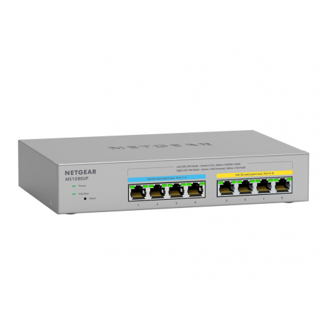 Switch NETGEAR MS108EUP 8-portów - 4 porty 100/1000/2.5G (PoE++) 4 porty 100/1000/2.5G (PoE+)