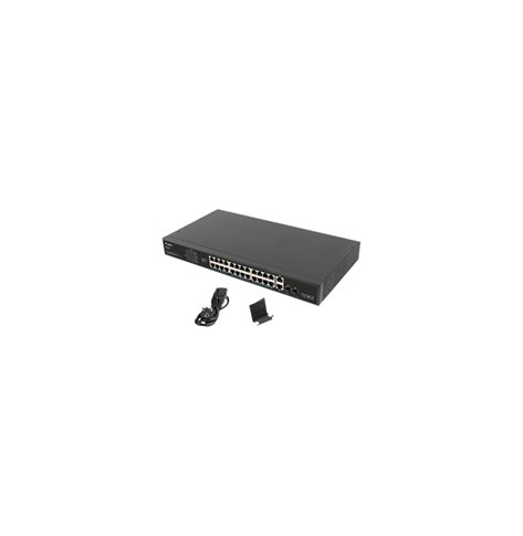Switch niezarządzalny LANBERG RSFE-24P-2C-360 24-porty 10/100 (PoE+) 2 porty Gigabit SFP (uplink) 2 porty 1000Base-LX/SX