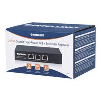 Wzmacniacz INTELLINET Extender PoE+ 2-portowy Gigabit 802.3at/af