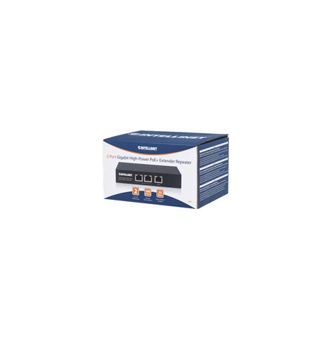 Wzmacniacz INTELLINET Extender PoE+ 2-portowy Gigabit 802.3at/af