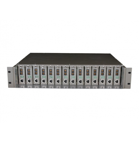 Modularna baza rozszerzeń TP-LINK 14-slot unmanaged media converter chassis 19-inch rack-mountable supports redundant psu with one AC psu preinstalled