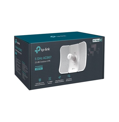 Antena TP-LINK CPE710 5GHz AC900 Outdoor CPE 23dBi 30+ km 1 Gbit STP RJ45 IP65 Weatherproof Passive PoE Multi-Mode