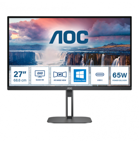 Monitor AOC Q27V5N/BK 27inch WQHD VA 75Hz 4ms 300cd/m2 HDMI 1.4x2 DPx2