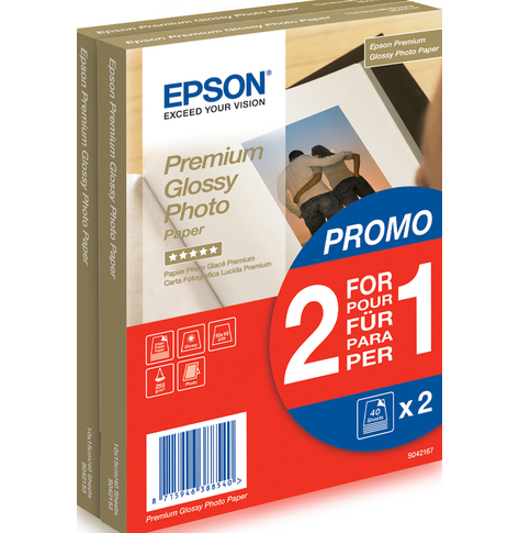 Papier EPSON Premium polysk inkjet 255g/m2 100x150mm 2x40 arkuszy 1-pack BOGOF