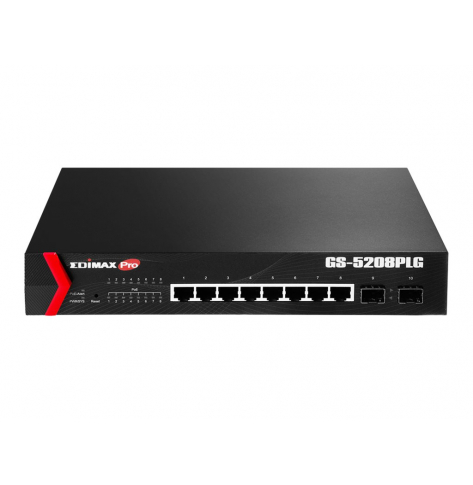 Switch Web Smart EDIMAX GS-5208PLG V2 10-portów - 8 portów 10/100/1000 (PoE+) 2 porty 1000Base-X SFP