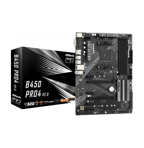 Płyta główna ASRock B450 PRO4 R2.0 AM4 DDR4 4xSATA 1xM.2 ATX MB