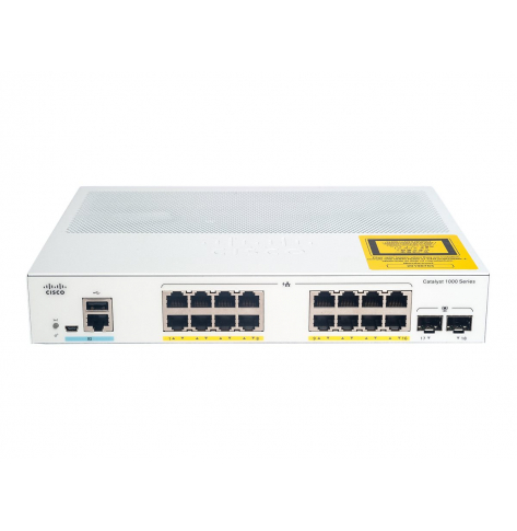 Switch Cisco C1000-16P-E-2G-L Catalyst 1000 8 portów 10/100/1000 (PoE+) 8 portów 10/100/1000 2 porty Gigabit SFP (uplink)