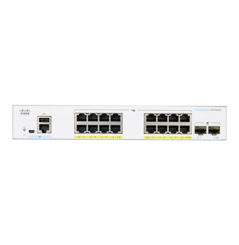 Switch smart Cisco CBS250 16 portów 10/100/1000 (PoE+) 2 porty Gigabit SFP