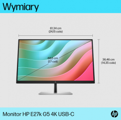 Monitor HP E27k G5 27" 4K 60Hz, USB-C, HDMI, DP