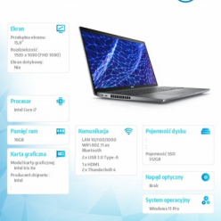 Laptop Dell Latitude 5530 15.6 FHD i7-1265U 16GB 512GB SSD FPR SCR IR BK vPro Win11Pro 3Y PS