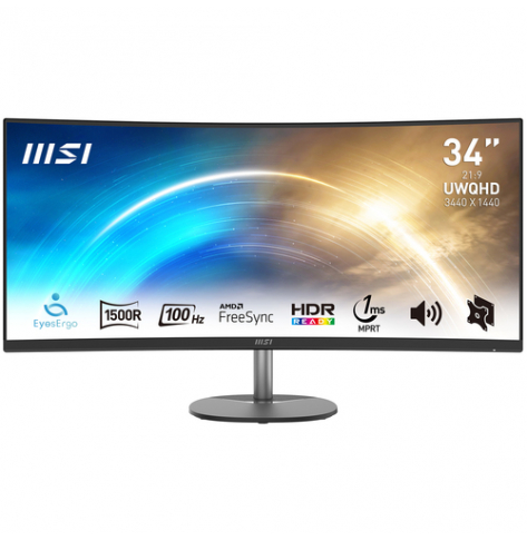 Monitor MSI PRO MP341CQ 34 VA 100h glosniki HDMI DP czarny