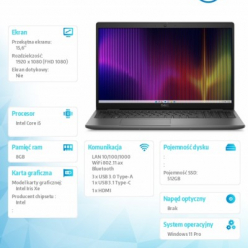 Laptop Dell Latitude 3540 15.6 FHD i5-1335U 16GB 512GB SSD BK FPR Win11Pro 3Y ProSupport