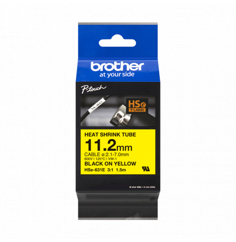 Taśma Brother HSE631E 11.2mm czarny na żółtym