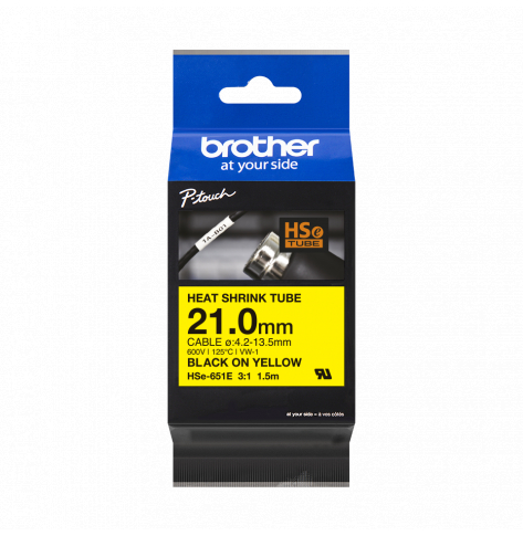 Taśma Brother HSE651E 21mm czarny na żółtym