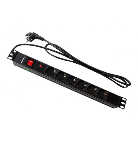 Listwa zasilająca CB Qoltec do RACK 19'' 16A 1U PDU 6xSCHUKO 2m