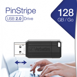 Pamięć VERBATIM 49071 Flashdrive Verbatim PinStripe 128GB czarny