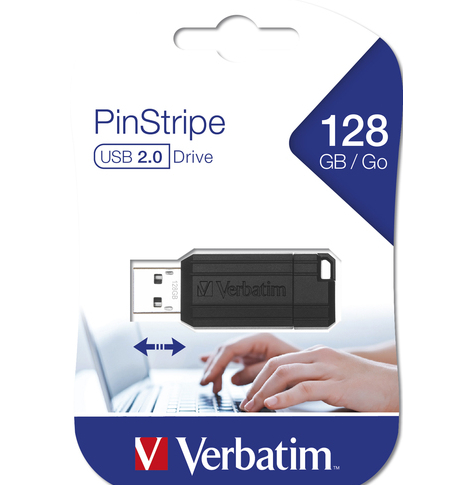 Pamięć VERBATIM 49071 Flashdrive Verbatim PinStripe 128GB czarny