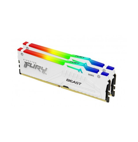 Pamięć KINGSTON FURY Beast 32GB DIMM 5600MT/s DDR5 CL36 Kit of 2 White RGB EXPO