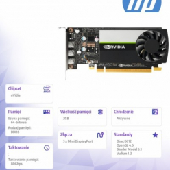 Karta graficzna HP NVIDIA T400 2GB GDDR6 LP Blower Fan 3mDP PCIe x16
