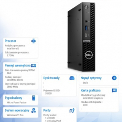 Komputer DELL Optiplex 7020 MFF i3-14100T 16GB 512GB SSD WIFI BT W11P 3YPS