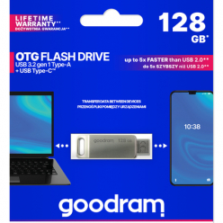 Pamięć USB GOODRAM 128GB PENDRIVE USB 3.2 Gen.1 oraz USB-C OTG Silver ODA3-1280S0R11