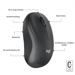 Mysz LOGITECH M240 Silent Mouse right and left-handed optical 3 buttons wireless Bluetooth grafit