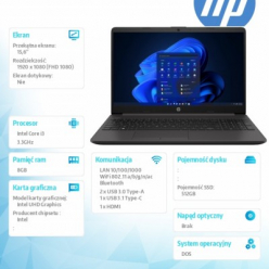 Laptop HP 250 G9 15.6 FHD i3-1215U 8GB 512GB DOS