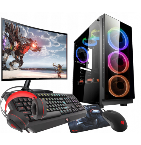 KOMPUTER GAMINGOWY + MONITOR - Zestaw Ryzen 5 RTX 3060 16GB SSD 1TB WIFI W11 24"