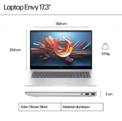 Laptop HP ENVY 17-da0024nw 17.3 FHD AG Touch Ultra 7-155H 32GB DDR5 1TB W11P Glacier Silver