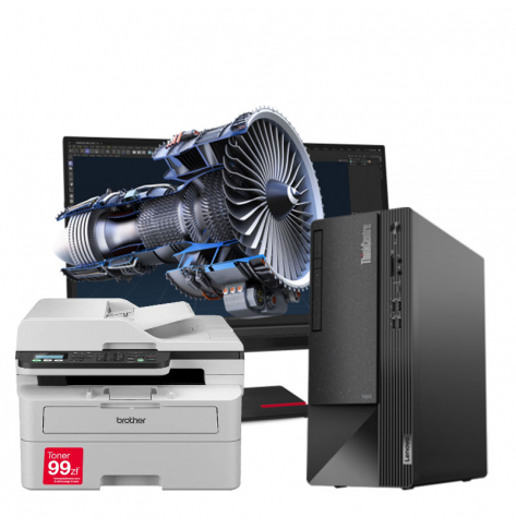 Zestaw komputer LENOVO ThinkCentre Neo 50t G4 Tower i5-12400 16GB 512GB SSD W11P + monitor T27hv-30 + klawiatura + mysz + suchawki + drukarka Brother DCP-B7620DW