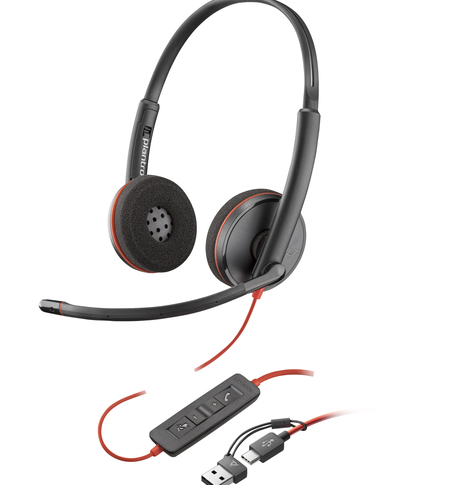 Słuchawki HP Poly Blackwire 3220 Stereo USB-C Black Headset +USB-C/A Adapter Bulk