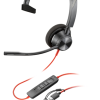Słuchawki HP Poly Blackwire 3310 Monaural USB-C Headset +USB-C/A Adapter