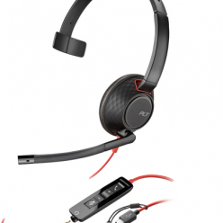 Słuchawki HP Poly Blackwire 5210 Monaural USB-C Headset +3.5mm Plug +USB-C/A Adapter