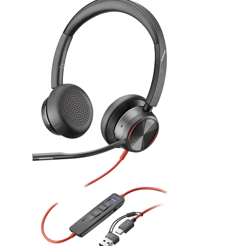 Słuchawki HP Poly Blackwire 8225 Stereo Microsoft Teams Certified USB-C Headset +USB-C/A Adapter