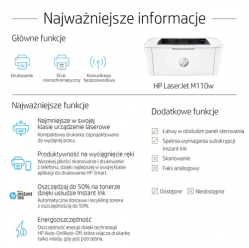 Drukarka HP LaserJet M110w Mono B/W laser A4 USB WIFI Bluetooth