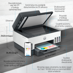 Drukarka HP Smart Tank 750 All-in-One A4 Color WiFi Ethernet Print Scan Copy Inkjet