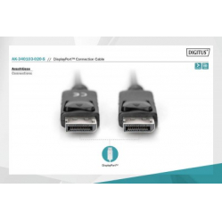 Kabel ASM AK-340103-020-S Kabel DisplayPort z zatrzaskami 1080p 60Hz FHD Typ DP/DP M/M czarny 2m