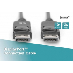 Kabel ASM AK-340103-020-S Kabel DisplayPort z zatrzaskami 1080p 60Hz FHD Typ DP/DP M/M czarny 2m