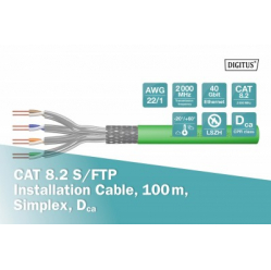 Kabel DIGITUS CAT 8.2 S-FTP 2000MHz AWG 22/1 Dca 100m zielony