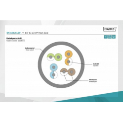 Kabel DIGITUS DK-1512-150 patch cord UTP CAT.5E szary 15m